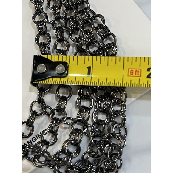 Gun Metal Peter Pan Collar Chain Link Necklace Set Whimsigoth Fairy Grunge - Picture 8 of 8